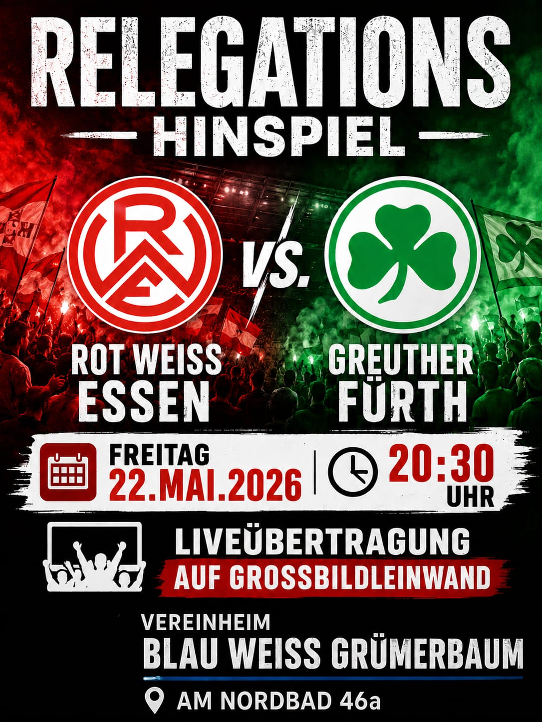 Relegations-Hinspiel live im Vereinsheim